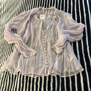 NWT Free People Sheer Lace Lilac Blouse Small